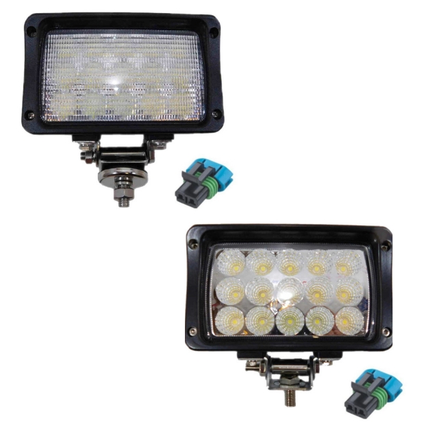 Picture of LED-845 w/ connectors for CaseIH 44, 66, 77, and 88 series combines.