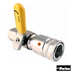 Picture of Parker Yellow Left Hand Lever Operated Hydraulic Quick Coupler, Breakaway Sleeve, Female, Genuine OEM Style