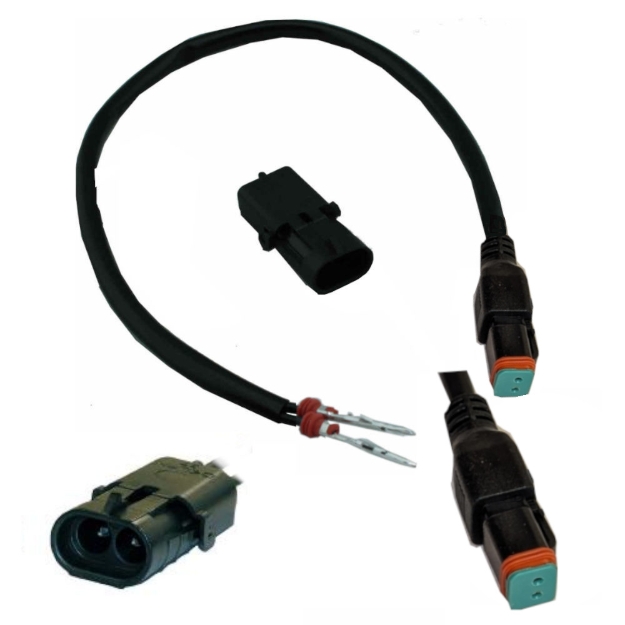 Picture of 2 pin Deutsch DT compatible to 2 pin Weather Pack 15" adapter cable
